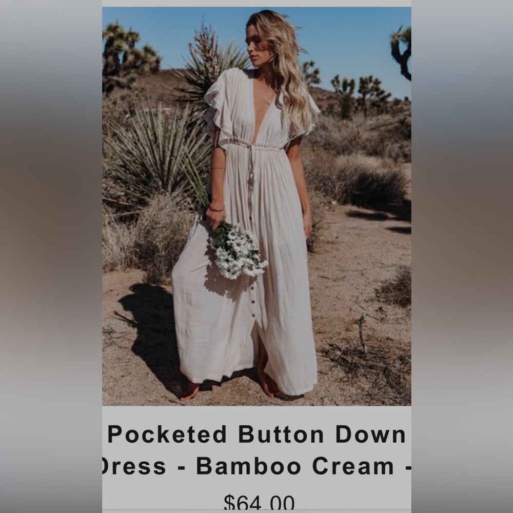 Beige Button Down flowy Dress